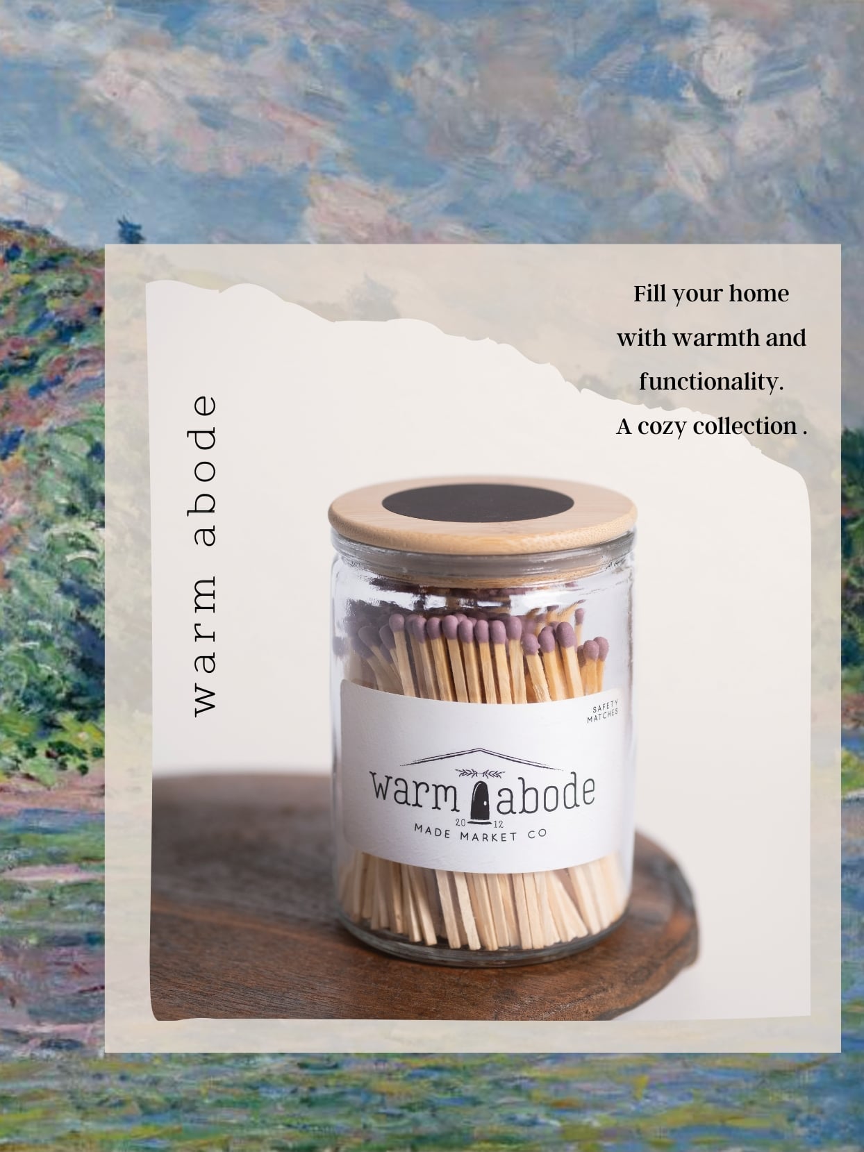 Mauve match tips in Warm Abode apothecary jar
