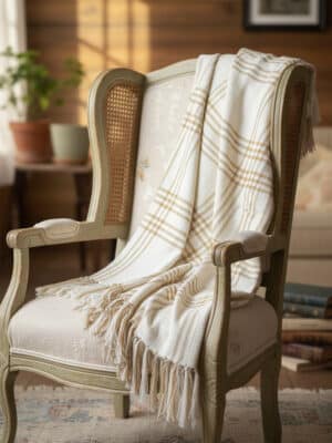 Plaid Woven Wheat Throw Blanket