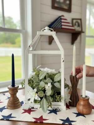 Distressed White Metal Open Frame Lantern – 2 Sizes