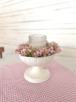 White Metal Pedestal Bowl