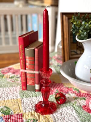 Red Glass Taper Candle Holder