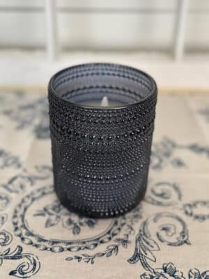 Navy Dotted Glass Flameless Candle