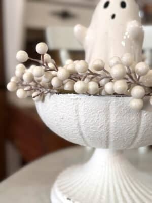 White Metal Pedestal Bowl