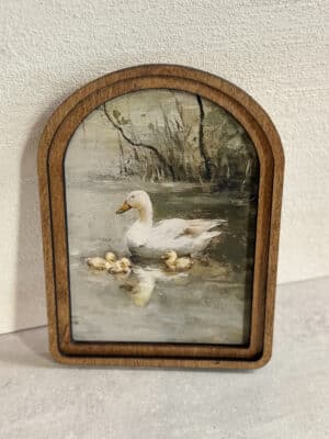 Mother Duck & Ducklings Pond Arched Wall Art