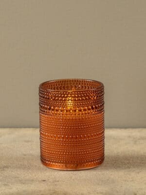 Fall Orange Dotted Glass Flameless Candle