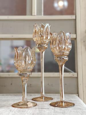 Tulip Glass Votive Candle Holder Amber