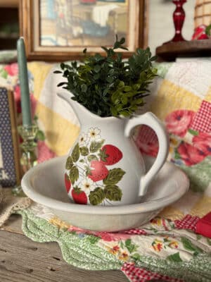 Found Strawberry Pitcher & Bowl