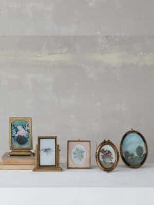 Vintage Inspired Brass Photo Frame with Art – 6 Styles
