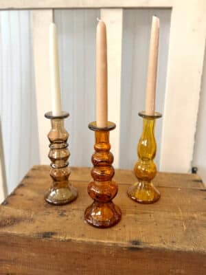 Orange Glass Taper Candle Holder