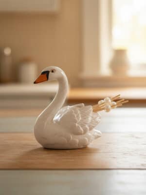 Stoneware Swan Toothpick Holder