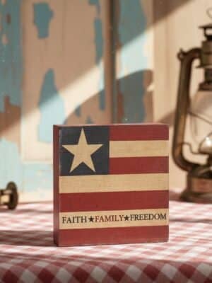 Faith Family Freedom Flag Block Sign