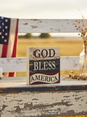 God Bless America Americana Block Sign