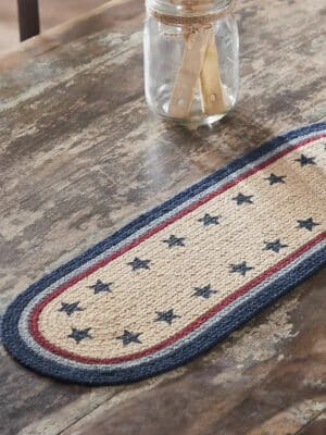 Oval Jute Americana Stars Table Runner