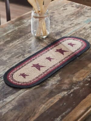 Oval Jute Patriotic Stars Table Runner