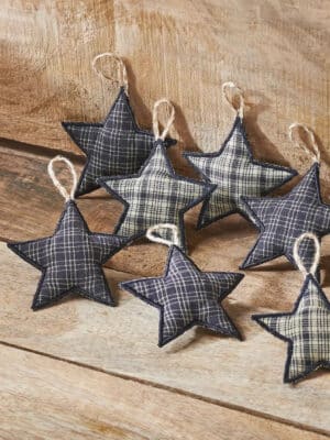 Navy Plaid Star Ornament Bowl Filler