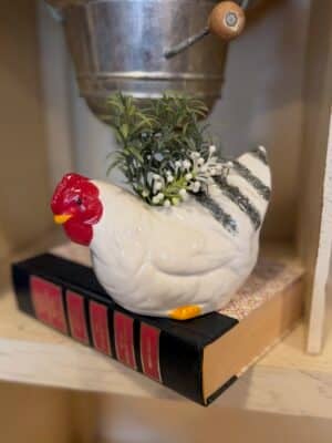 Stoneware Hen Vase Figurine