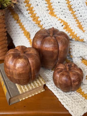 Wood Carved Pumpkins