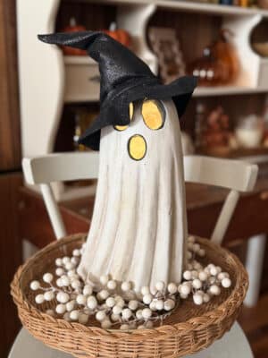Lighted Witch Hat Ghost Figurine