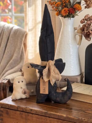Stuffed Witch Boots Hat Sitter