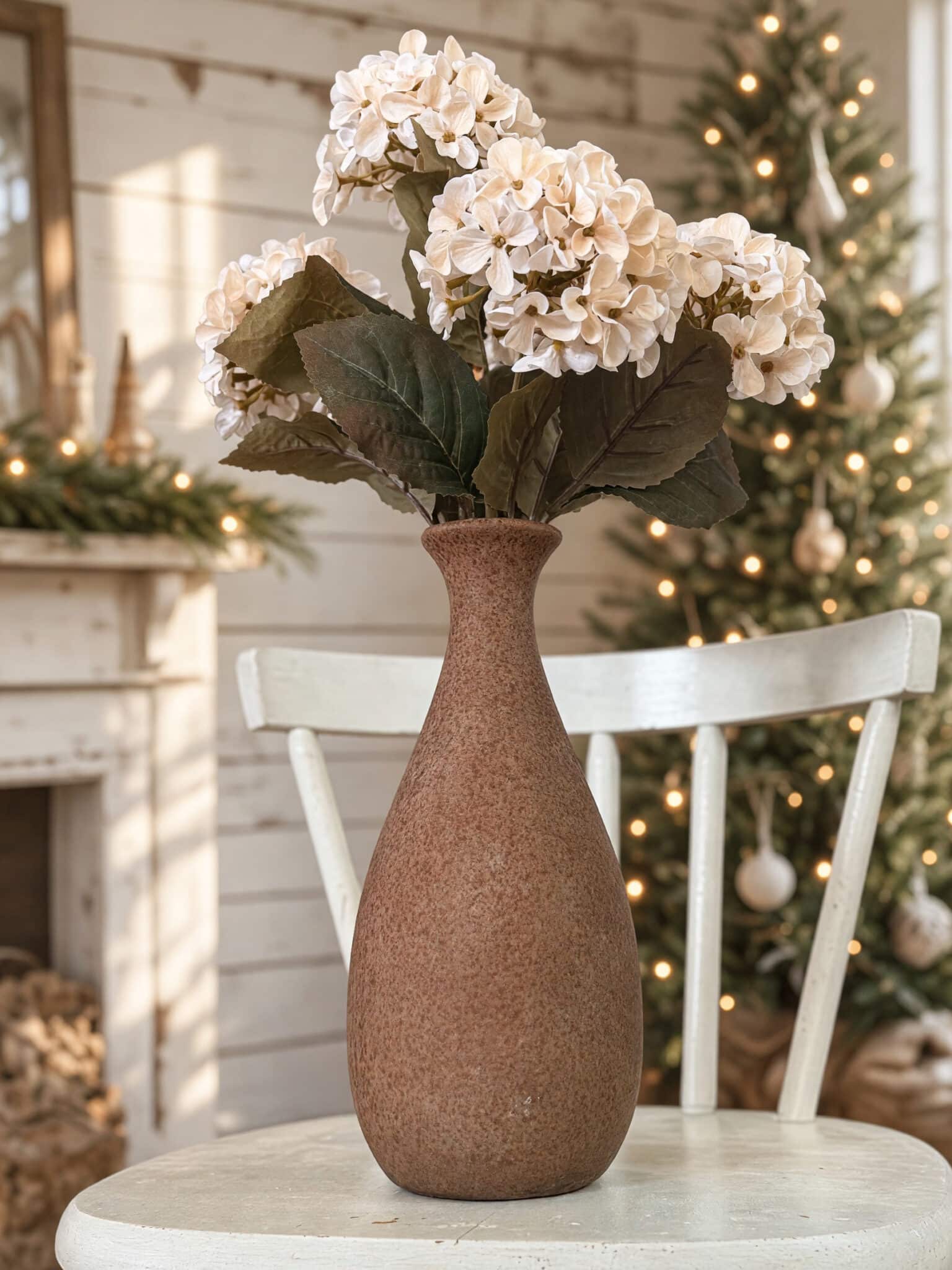 be-made-hays-ks-clay-vase-brown-neutral-hydrangeas-christmas