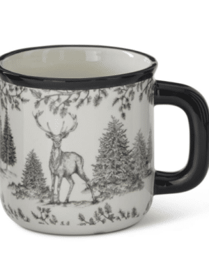 MUG TOILE DEER BLACK & WHITE