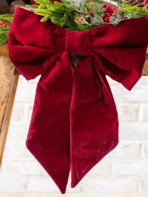 BOW VELVET BURGUNDY 11" X 18"