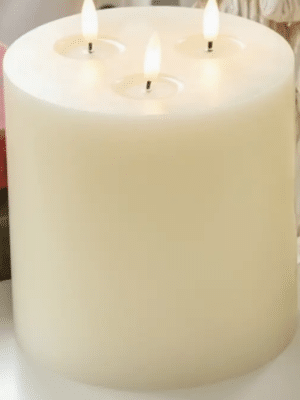 CANDLE LED CREAM 3 WICK 7"